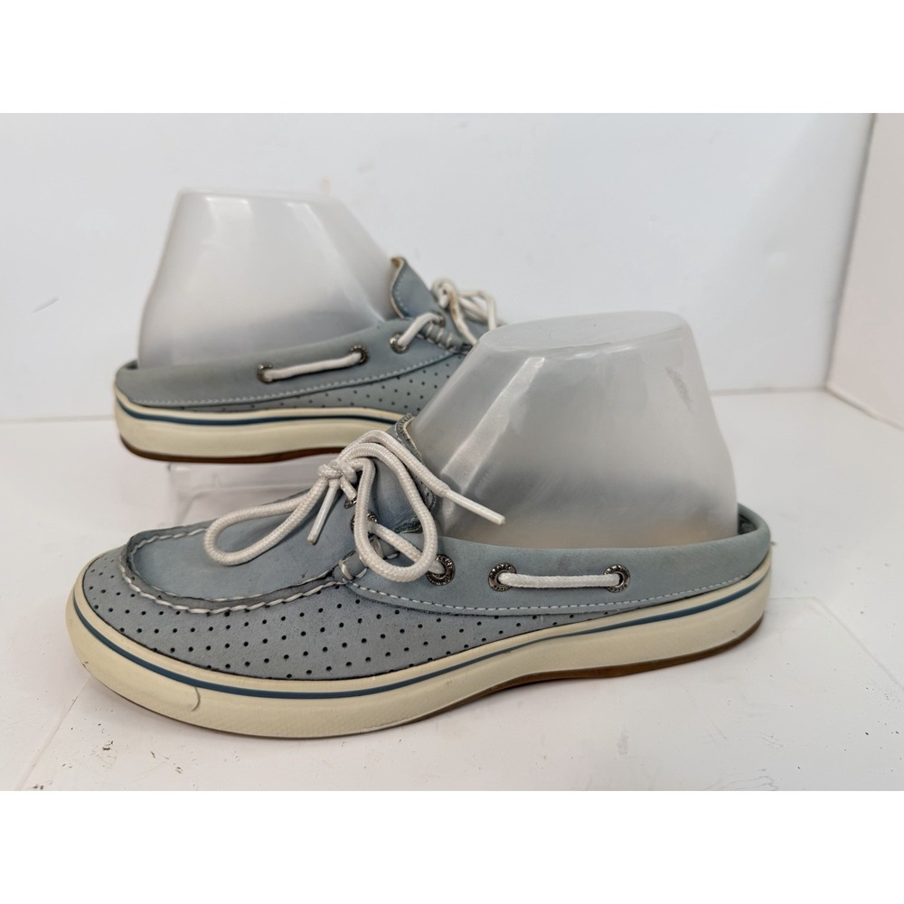 Sperry Top-Sider Boat Shoes Women's 7M Blue Perforated Leather Lace Deck Shoes